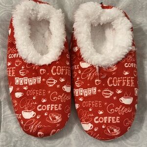 Cozy Red Coffee Print Slippers